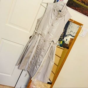 Brand new silver knee length front button dress